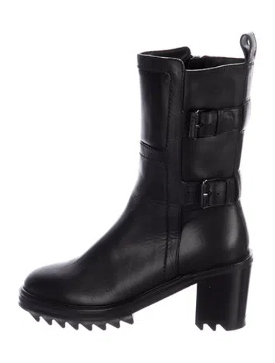 Pre-owned Tamara Mellon Leather Moto Boots In Black
