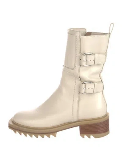 Pre-owned Tamara Mellon Leather Moto Boots In Neutral