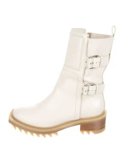 Pre-owned Tamara Mellon Leather Moto Boots In Neutrals