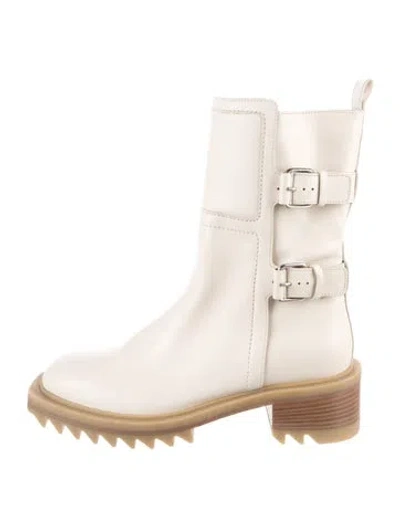 Pre-owned Tamara Mellon Leather Moto Boots In Neutrals