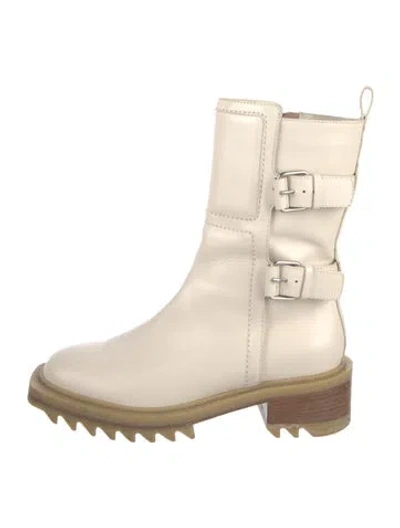 Pre-owned Tamara Mellon Leather Moto Boots In Neutrals