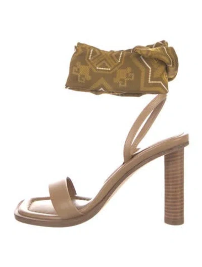 Pre-owned Tamara Mellon Leather Printed Sandals In Neutral