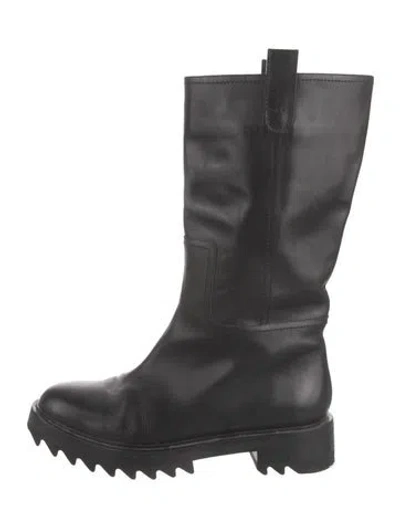 Pre-owned Tamara Mellon Leather Rain Boots In Black