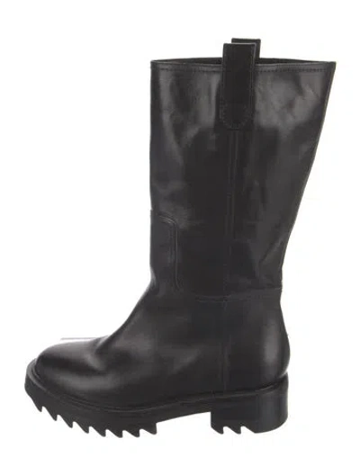 Pre-owned Tamara Mellon Leather Rain Boots In Black