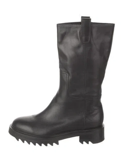 Pre-owned Tamara Mellon Leather Rain Boots In Black