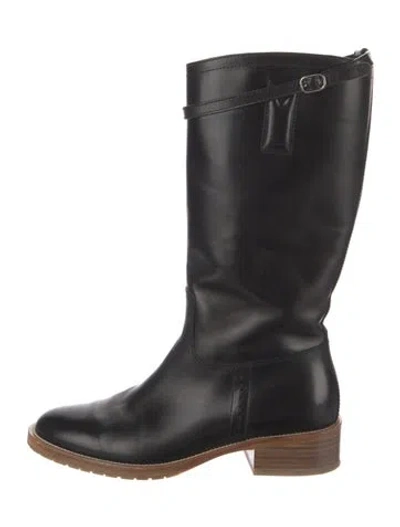 Pre-owned Tamara Mellon Leather Rain Boots In Black
