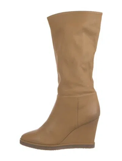 Pre-owned Tamara Mellon Leather Rain Boots In Brown