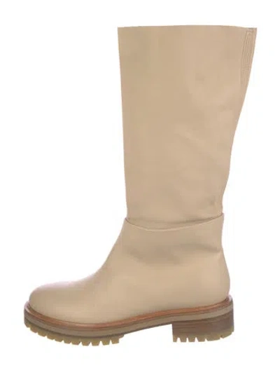 Pre-owned Tamara Mellon Leather Rain Boots In Neutral