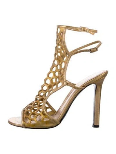 Pre-owned Tamara Mellon Leather Sandals In Gold