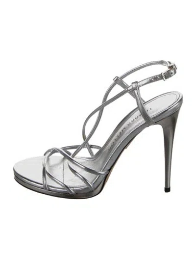 Pre-owned Tamara Mellon Leather Sandals In Metallic/silver
