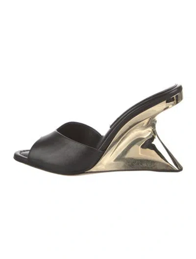 Pre-owned Tamara Mellon Leather Slides In Black
