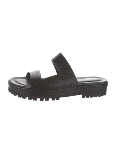 Pre-owned Tamara Mellon Leather Slides In Black