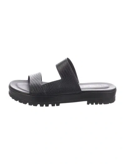 Pre-owned Tamara Mellon Leather Slides In Black