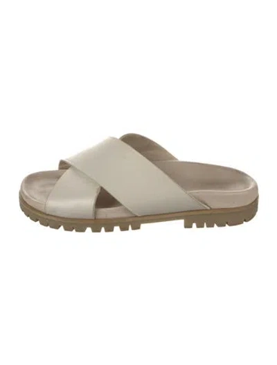 Pre-owned Tamara Mellon Leather Slides In White