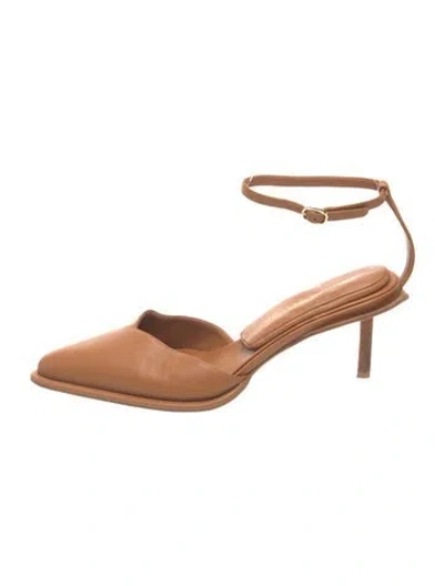 Pre-owned Tamara Mellon Leather Slingback Pumps In Brown