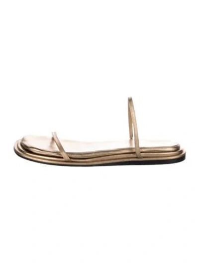 Pre-owned Tamara Mellon Leather Slingback Sandals In Silver