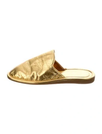 Pre-owned Tamara Mellon Leather Slippers In Gold/metallic