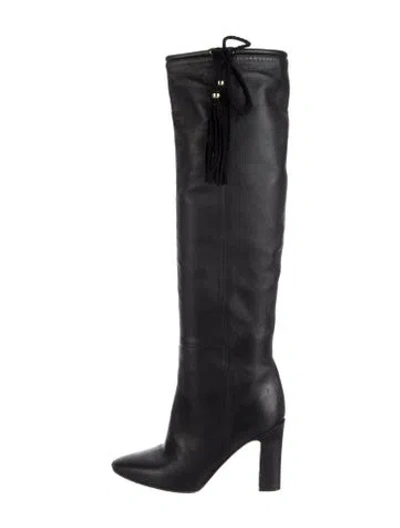 Pre-owned Tamara Mellon Leather Tassel Accents Boots In Black