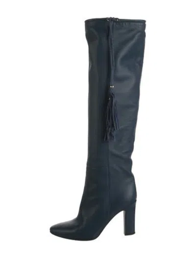Pre-owned Tamara Mellon Leather Tassel Accents Boots In Blue