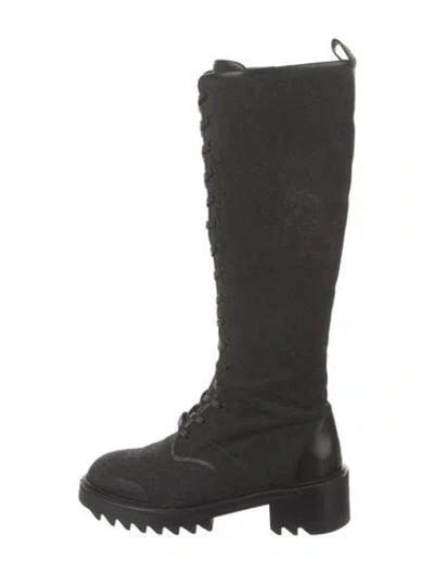 Pre-owned Tamara Mellon Leather Trim Embellishment Combat Boots In Multi