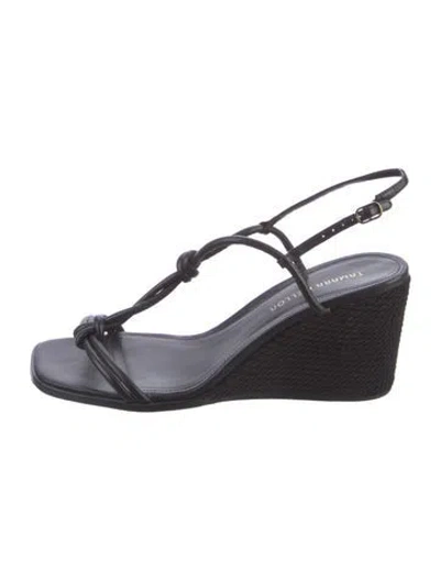 Pre-owned Tamara Mellon Leather T-strap Sandals In Black