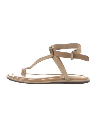 Pre-owned Tamara Mellon Leather T-strap Sandals In Neutral