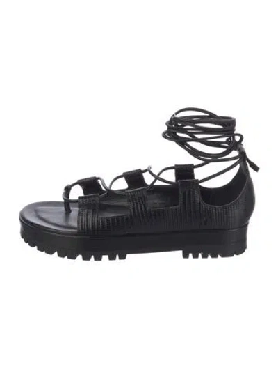 Pre-owned Tamara Mellon Lizard Gladiator Sandals In Black