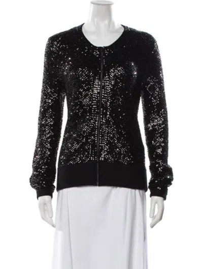 Pre-owned Tamara Mellon Merino Wool Crew Neck Sweater In Black