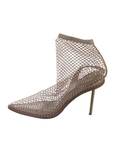 Pre-owned Tamara Mellon Mesh Crystal Embellishments Sock Boots In Neutral