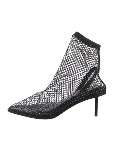 Pre-owned Tamara Mellon Mesh Patterned Sock Boots In Blue