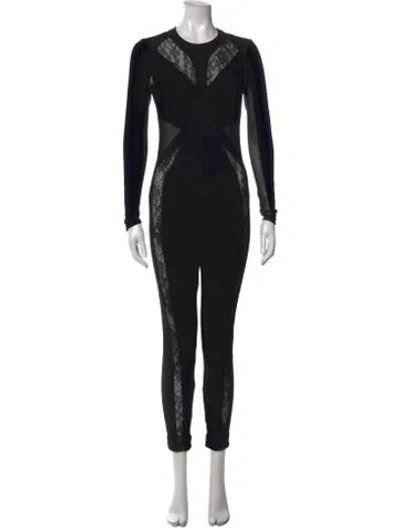 Pre-owned Tamara Mellon Nylon Lace Pattern Jumpsuit In Black