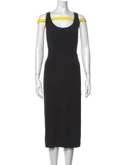 Pre-owned Tamara Mellon Off-the-shoulder Midi Length Dress In Black