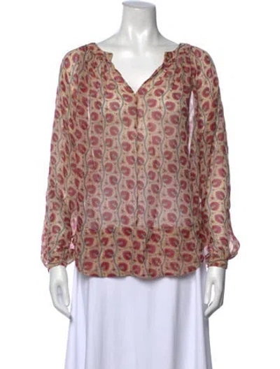 Pre-owned Tamara Mellon Paisley Print V-neck Blouse In Neutrals