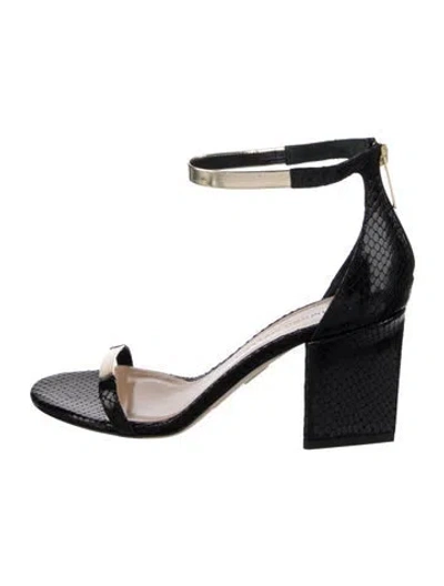 Pre-owned Tamara Mellon Patent Leather Animal Print Sandals In Black