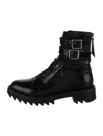 Pre-owned Tamara Mellon Patent Leather Combat Boots In Black