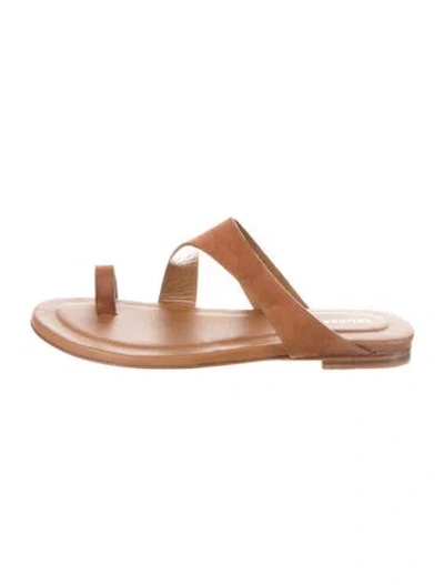 Pre-owned Tamara Mellon Patent Leather Slides In Brown