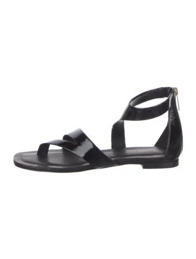 Pre-owned Tamara Mellon Patent Leather Slingback Sandals In Black