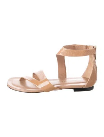 Pre-owned Tamara Mellon Patent Leather Slingback Sandals In Neutral