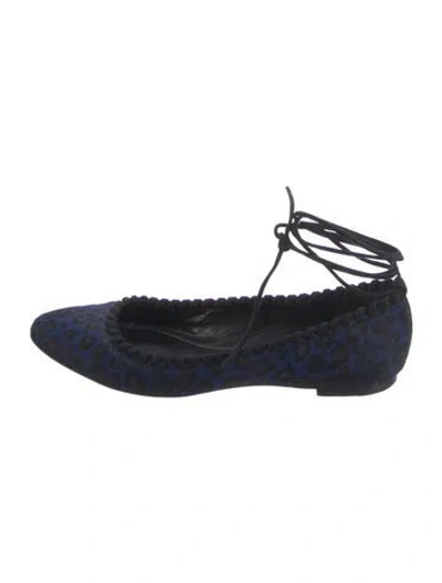 Pre-owned Tamara Mellon Ponyhair Animal Print Ballet Flats In Black/blue