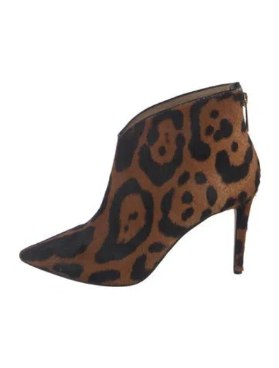 Pre-owned Tamara Mellon Ponyhair Animal Print Boots In Brown
