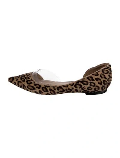 Pre-owned Tamara Mellon Ponyhair Animal Print D'orsay Flats In Neutral