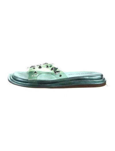 Pre-owned Tamara Mellon Pvc Crystal Embellishments Slides In Blue