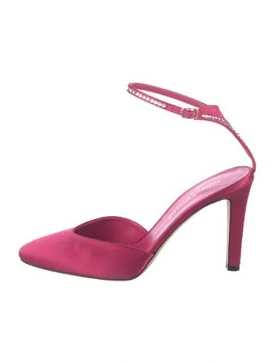 Pre-owned Tamara Mellon Satin Studded Accents Pumps In Pink