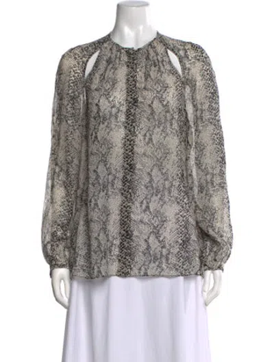 Pre-owned Tamara Mellon Silk Animal Print Blouse In Black