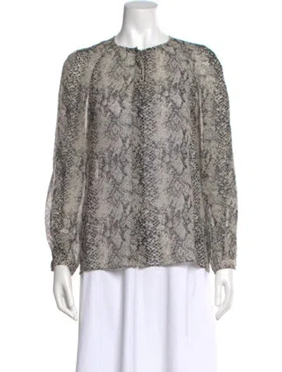 Pre-owned Tamara Mellon Silk Animal Print Blouse In Neutral