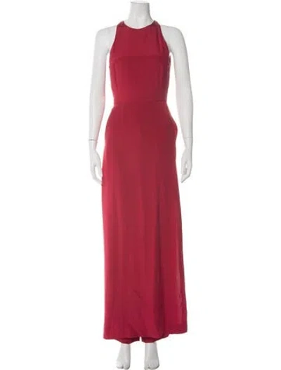Pre-owned Tamara Mellon Silk Halterneck Jumpsuit In Red
