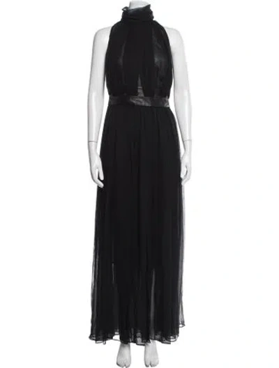 Pre-owned Tamara Mellon Silk Long Dress W/ Tags In Black