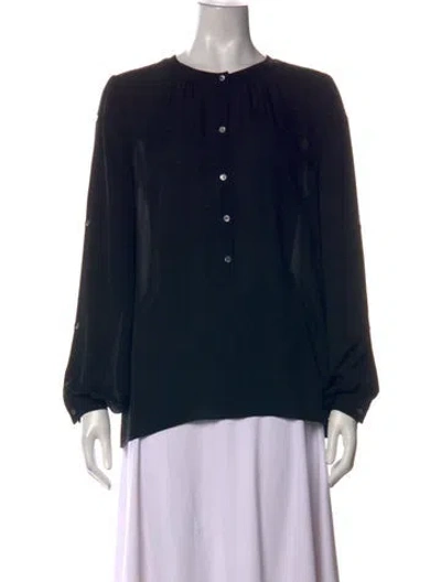 Pre-owned Tamara Mellon Silk Long Sleeve Blouse In Black