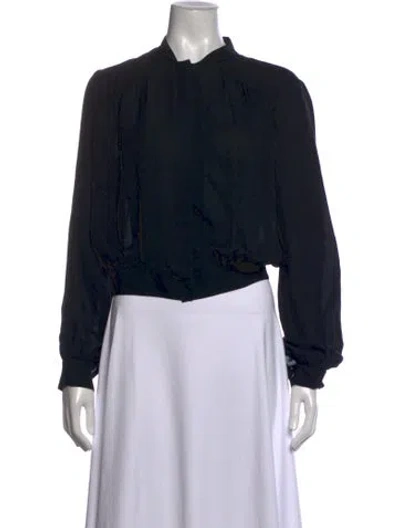 Pre-owned Tamara Mellon Silk Long Sleeve Blouse In Black