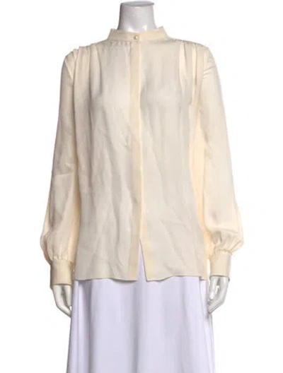Pre-owned Tamara Mellon Silk Long Sleeve Blouse In Neutrals